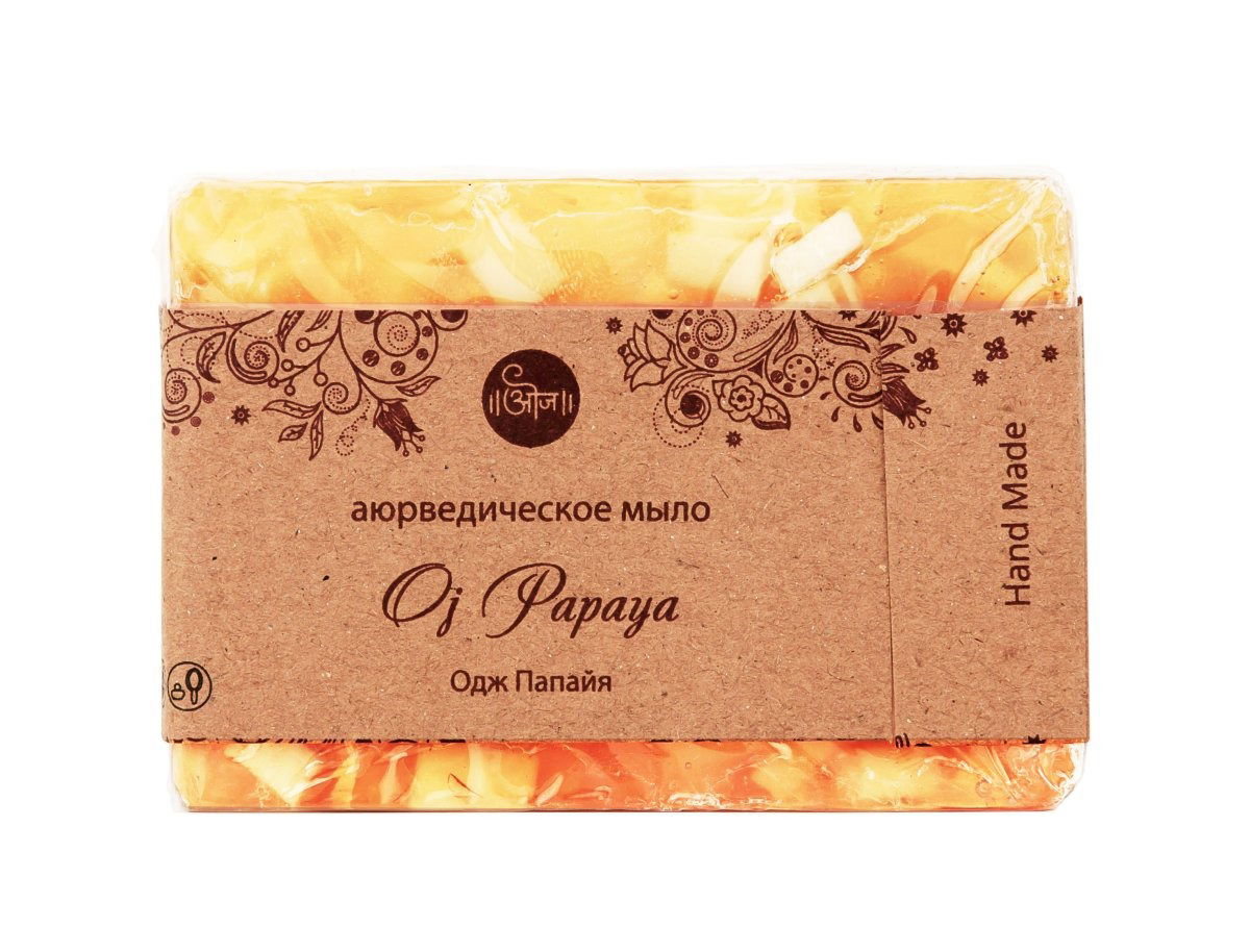 Аюрведическое мыло Одж Папайя 80 гр (Oj Oj Papaya Soap). 