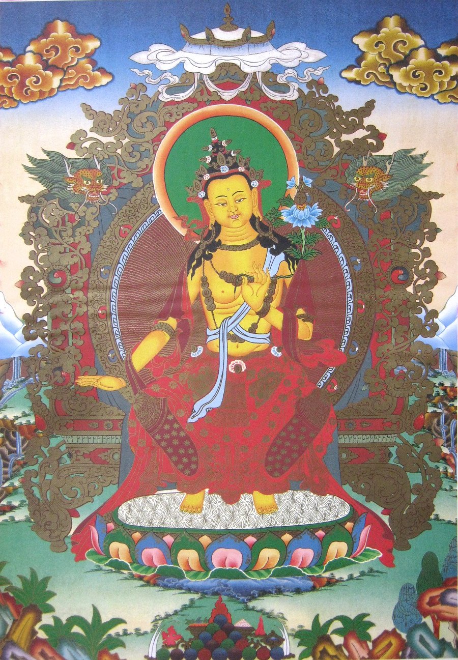 Тханка Будда Майтрейя (печатная), 43 х 65 см, изображение: 22 х 32 см