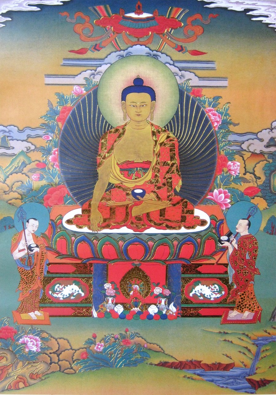 Тханка Будда Шакьямуни (печатная) , ~ 56 х 87 см, изображение: ~ 32 х 45 см