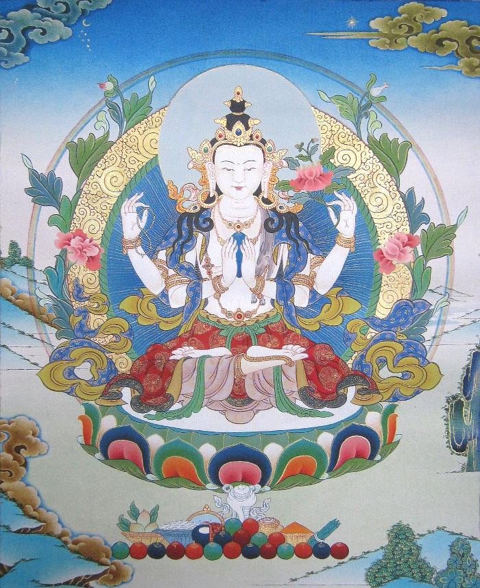 Тханка Авалокитешвара (печатная), 50 х 73 см, изображение: 22 х 27 см