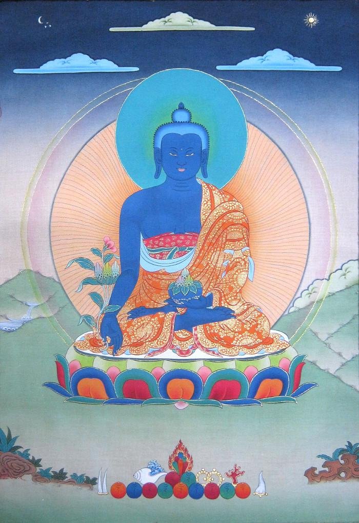 Тханка Будда Медицины (печатная), 55 х 87 см, изображение: 24 х 34 см