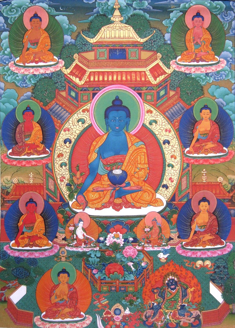 Тханка Будда Медицины (печатная), 57 х 84 см, изображение: 30 х 41 см