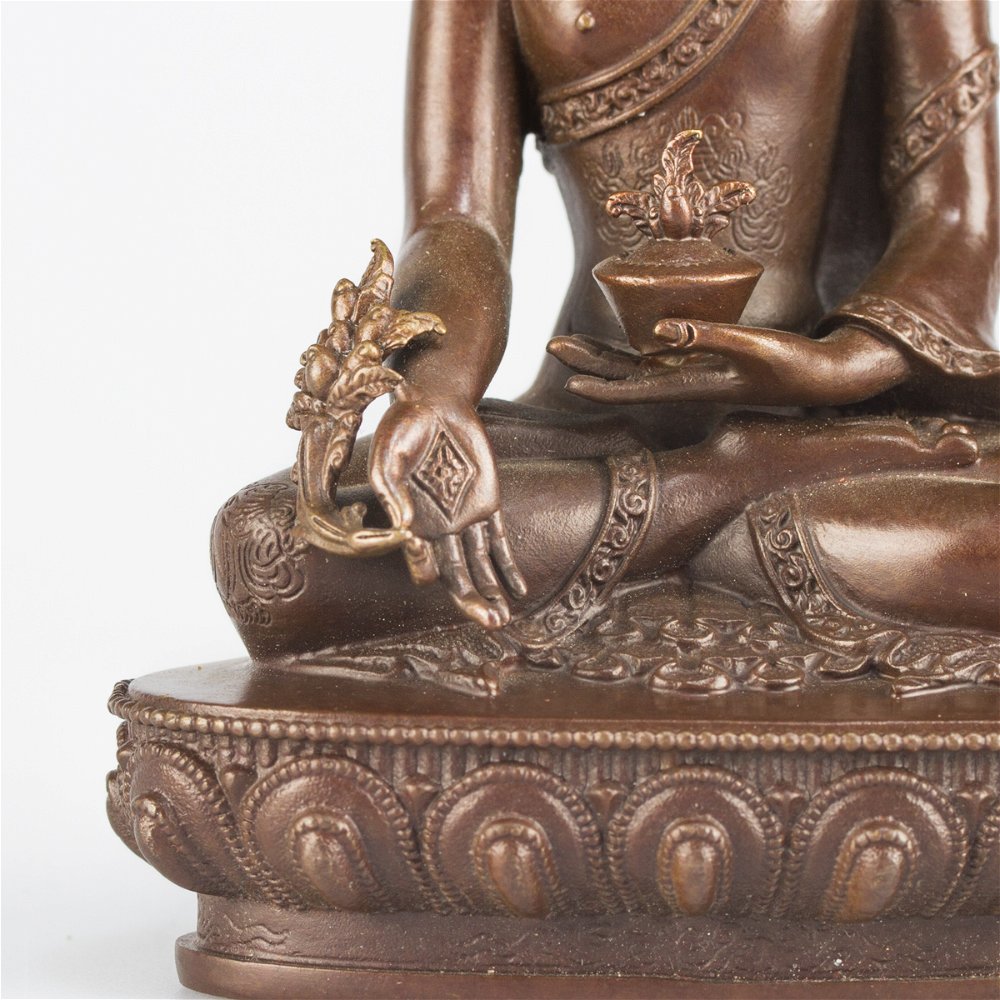 Статуэтка Будды Медицины в кашае с символами, 10 см