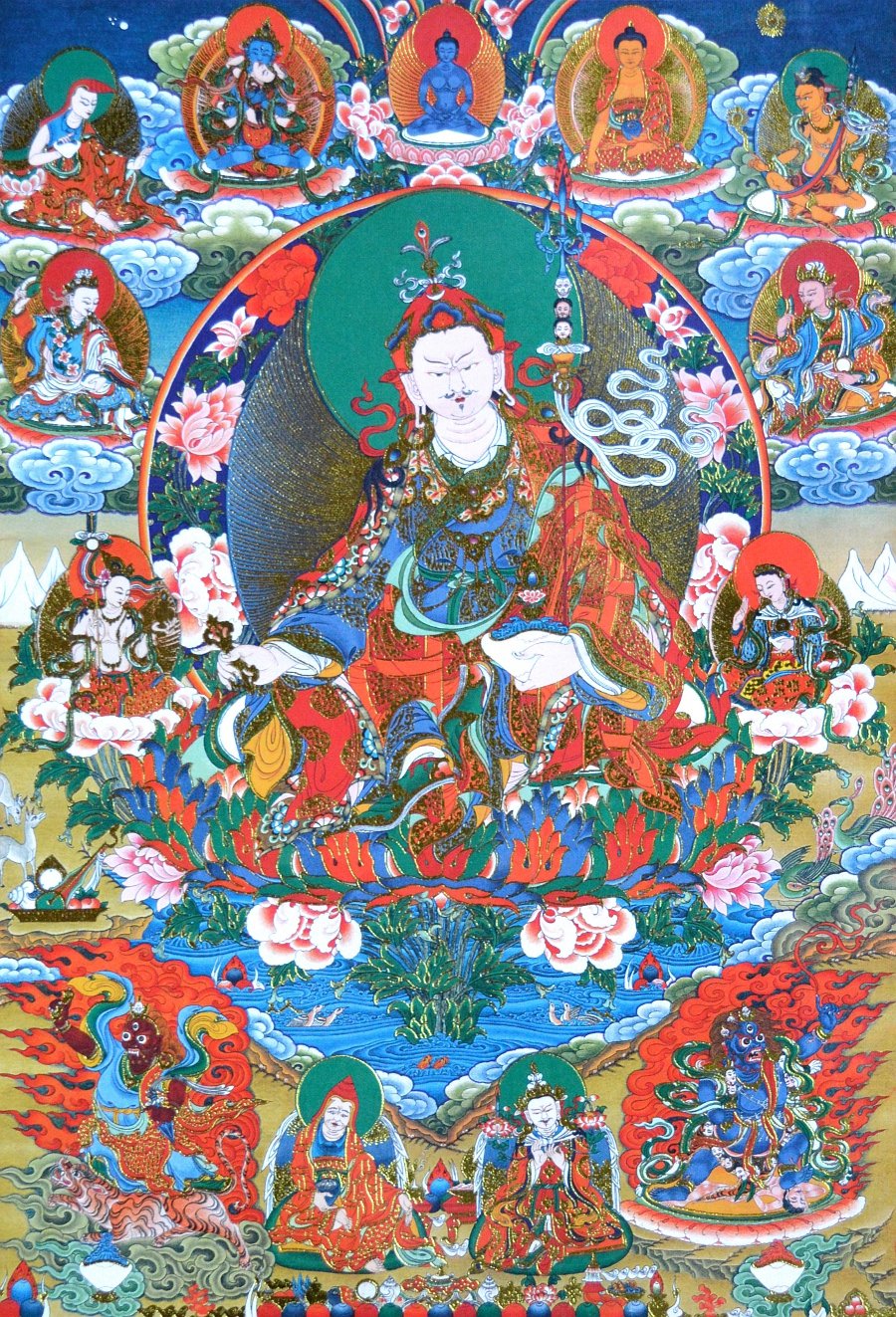 Тханка Гуру Падмасамбхава (печатная, тханка 39,5 х 62 см, изображение 20,5 х 30 см), 39,5 х 62 см, изображение: 20,5 х 30 см