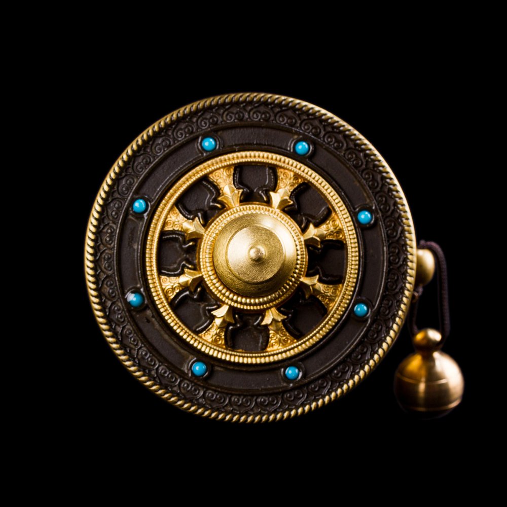 Молитвенный барабан (золотистый с камешками, 17 см), 17 см, Золото, Молитвенный барабан (золотистый с камешками, 17 см)
