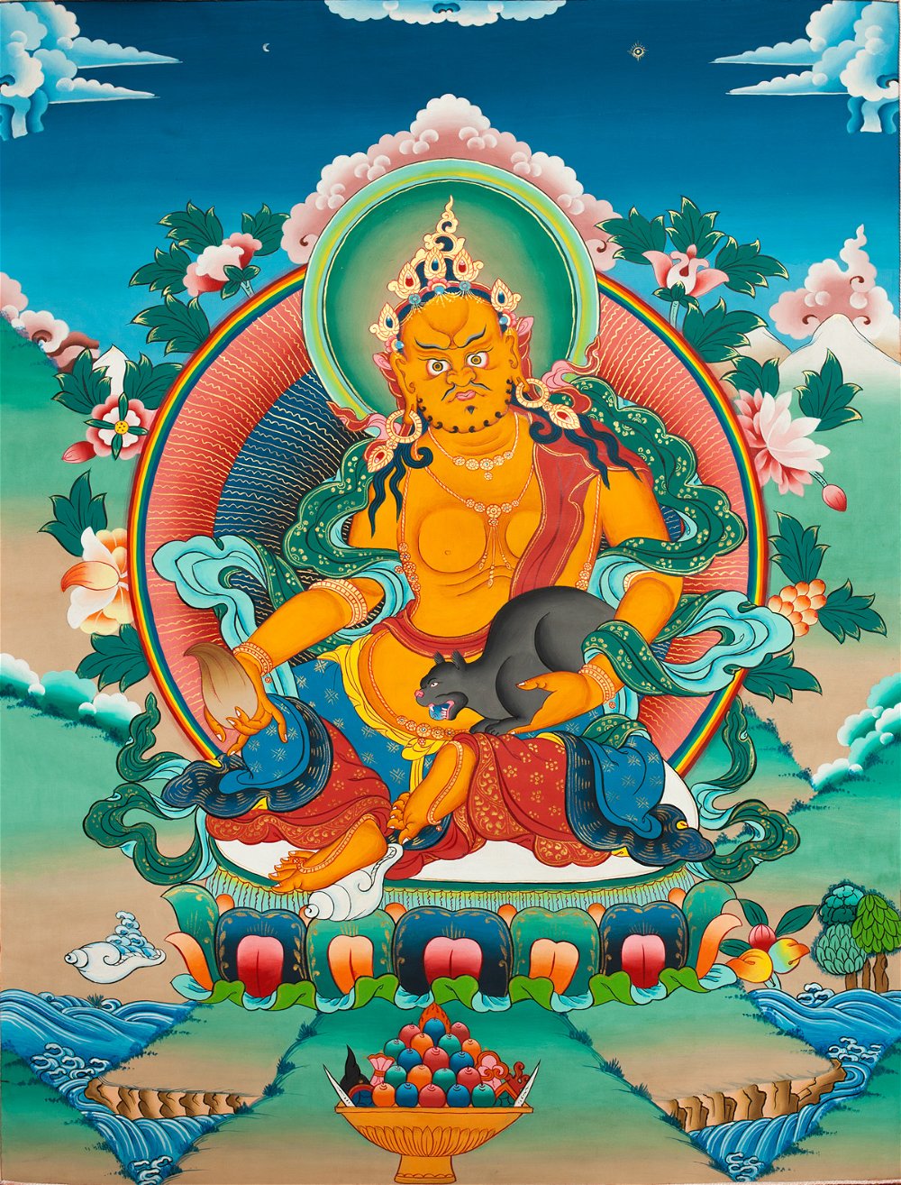 Тханка Дзамбала (104 x 145 см), 104 x 145 см, изображение: 51 х 66 см