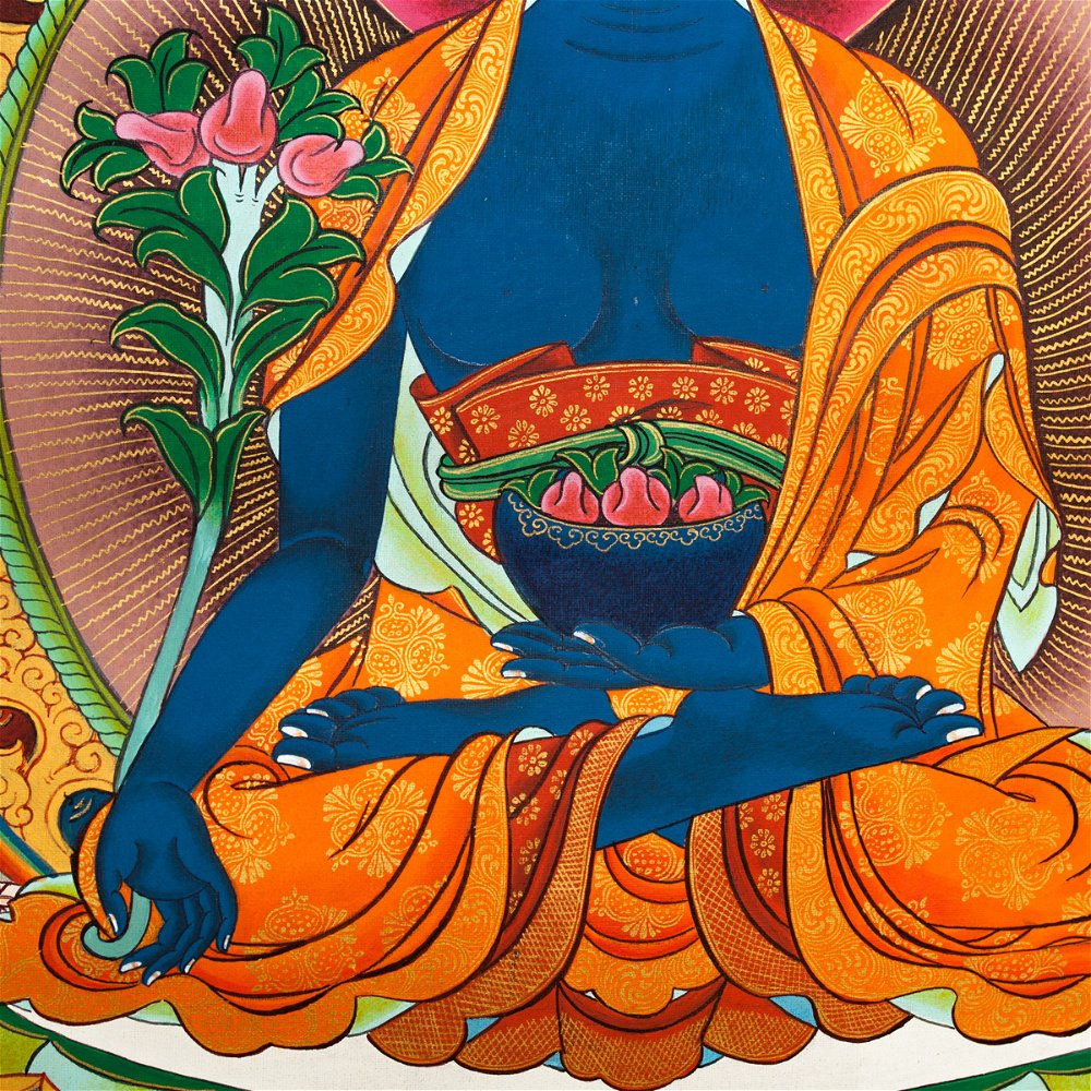 Тханка Будда Медицины (96 x 134 см), 96 x 134 см, изображение: 43 х 58 см