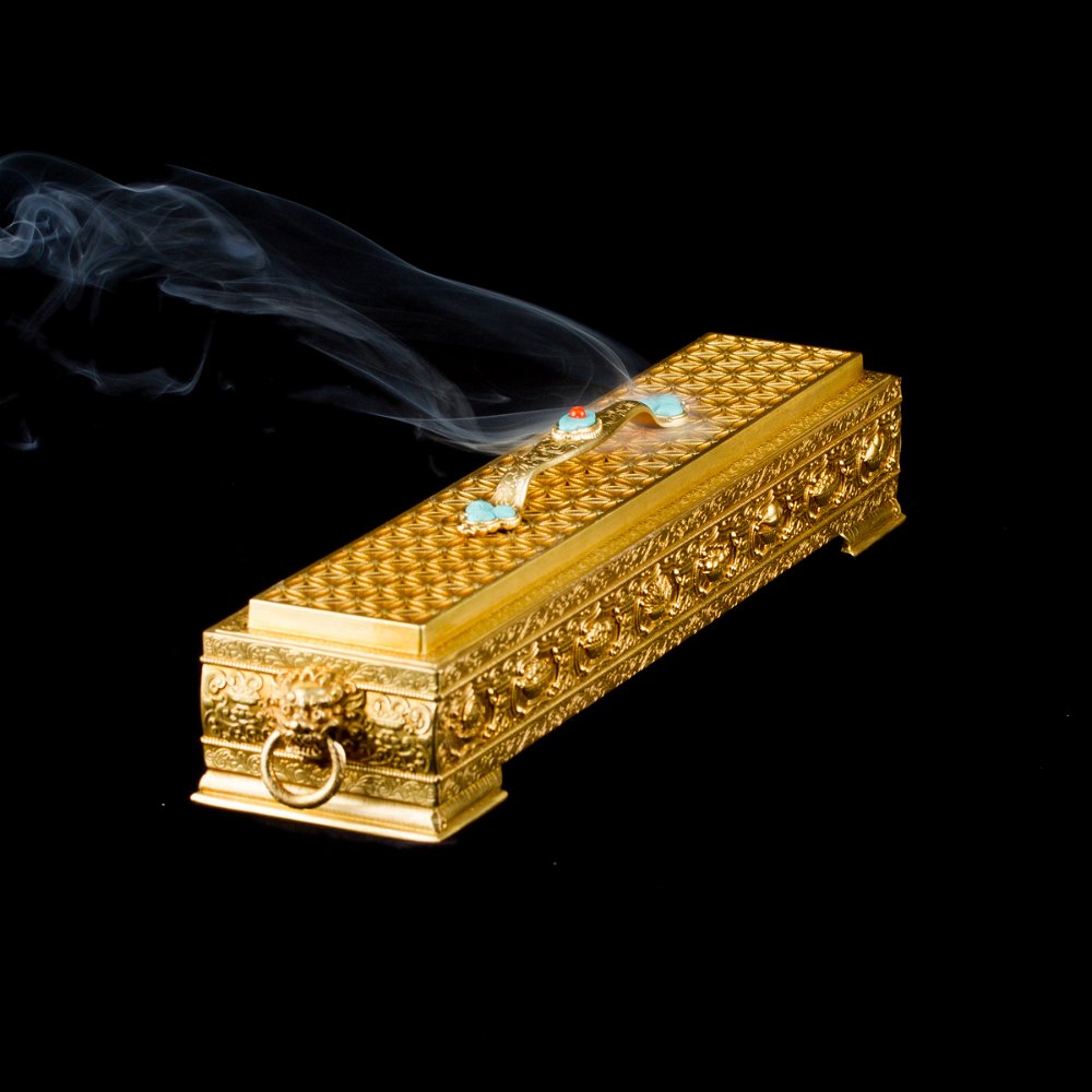 Курительница металлическая (30 см, со вставками), 30 см, Золото, Курительница металлическая (30 см, со вставками)