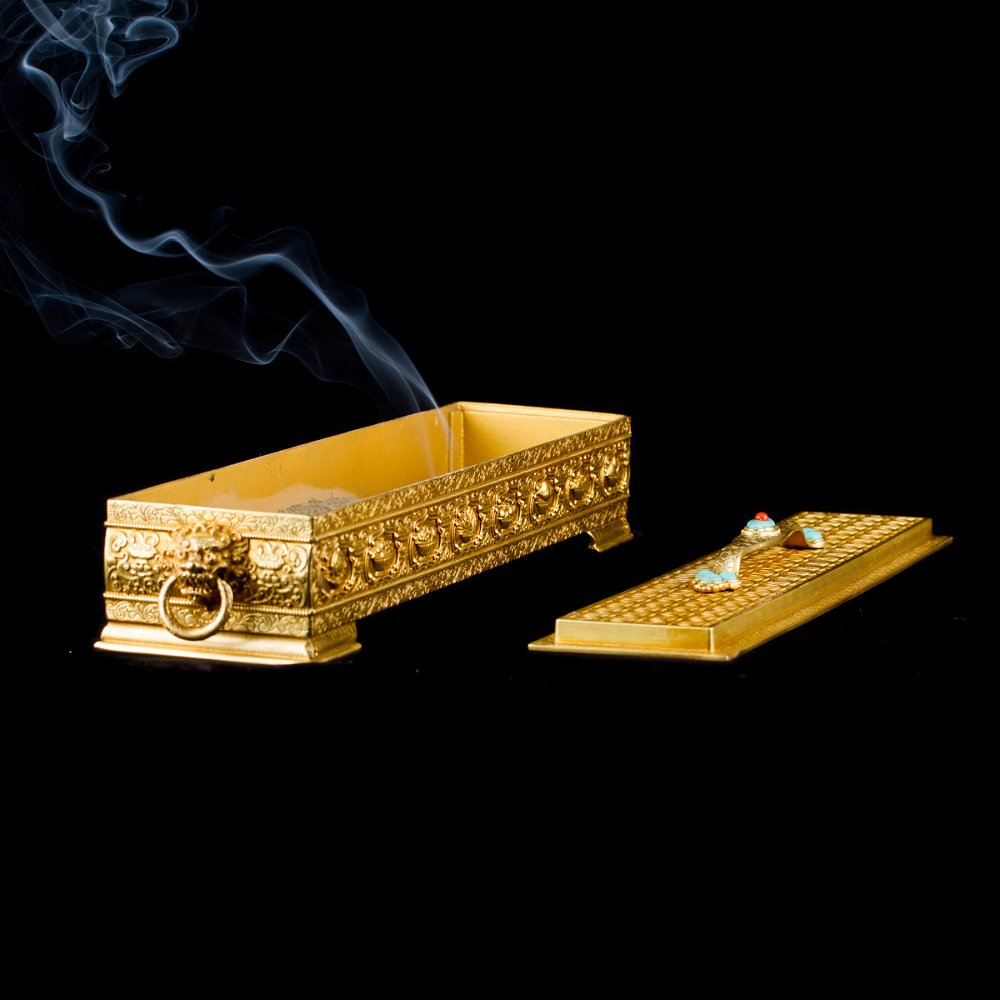 Курительница металлическая (30 см, со вставками), 30 см, Золото, Курительница металлическая (30 см, со вставками)