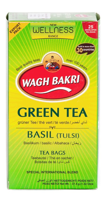 Чай зеленый с туласи Вагх Бакри (Wagh Bakri — Green Tea With Tulsi) 37,5 г (25 пакетиков)