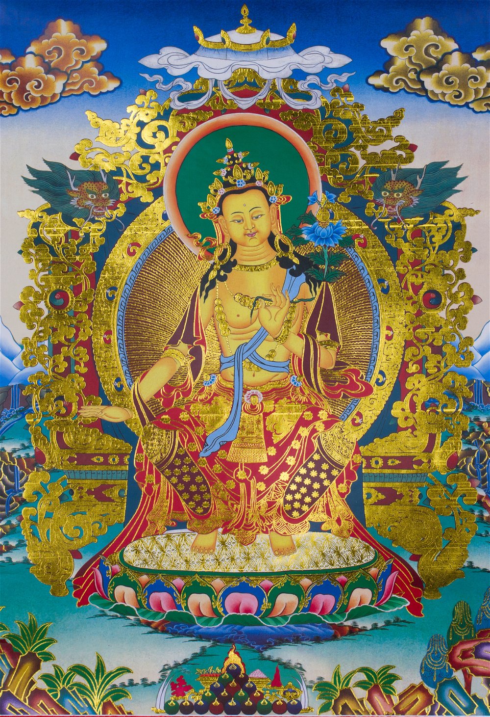 Тханка Будда Майтрея (печатная, 51 х 83 см), ~ 51 х 83 см, изображение: ~ 32 х 44 см