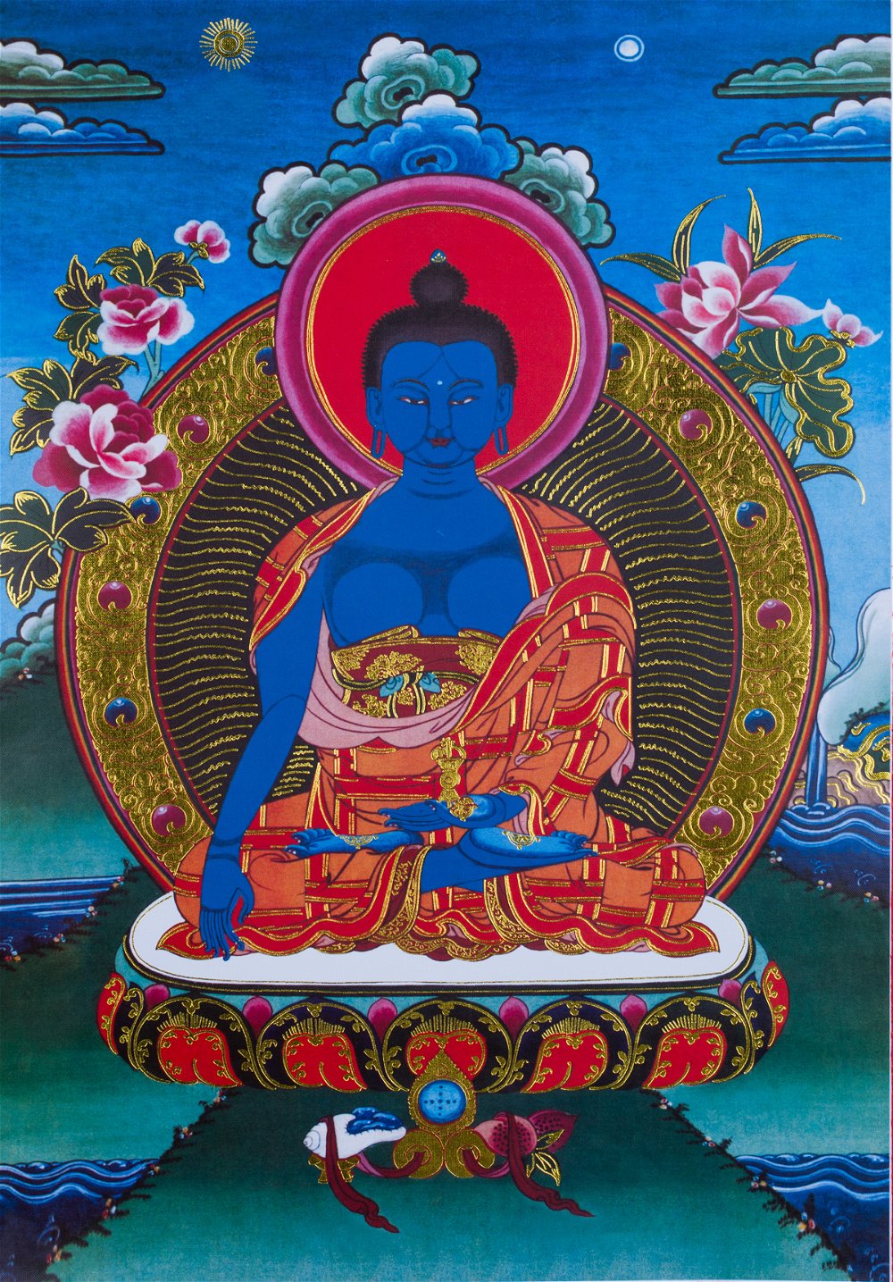 Тханка Будда Акшобхья (печатная, 51 х 83 см), 51 х 83 см, изображение: 32 х 45 см