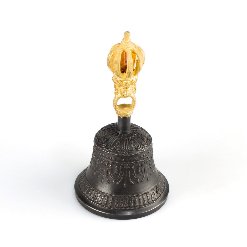 Колокольчик с ваджрой (темно-золотистый), 18 см, Дехрадун (Индия), 18 см, золотой, черный