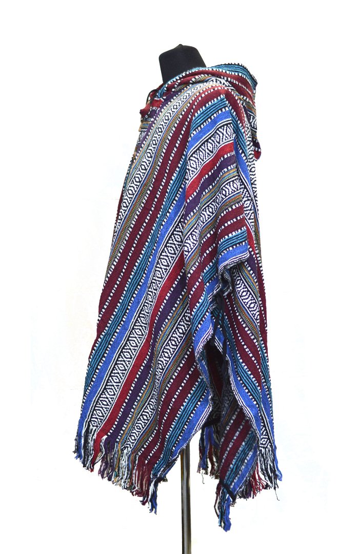 Пончо (98 x 118 см) (Красное с фиолетовыми полосками), 98 x 118 см