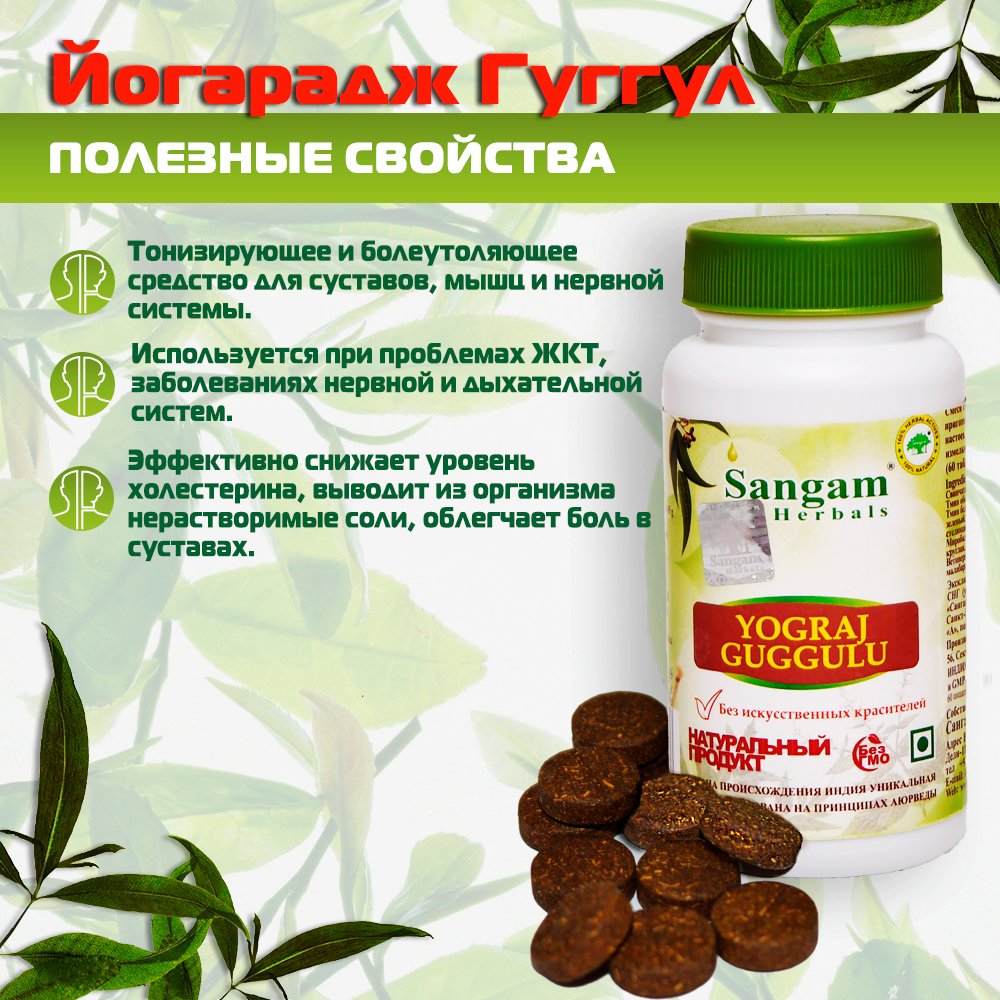 Йогарадж Гуггул Sangam Herbals (60 таблеток), 