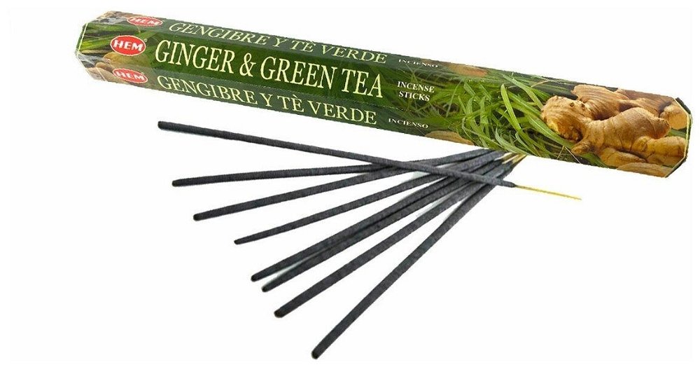 Благовоние Ginger and Green Tea (Имбирь и зеленый чай), 20 палочек по 24 см, 20, Имбирь и зеленый чай