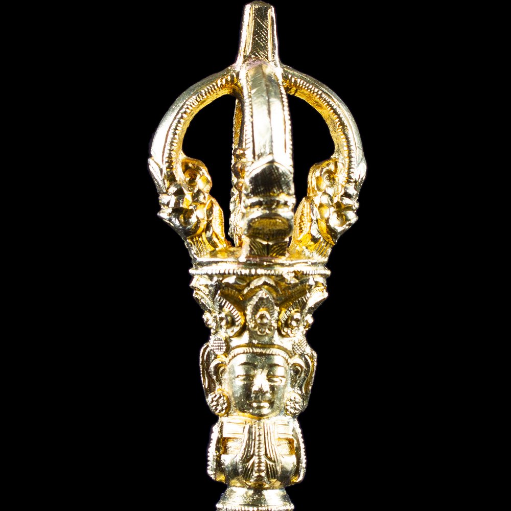 Колокольчик с ваджрой (серебристый), 17,5 см, Оригинальный колокольчик из Дехрадуна (Индия), серебристый