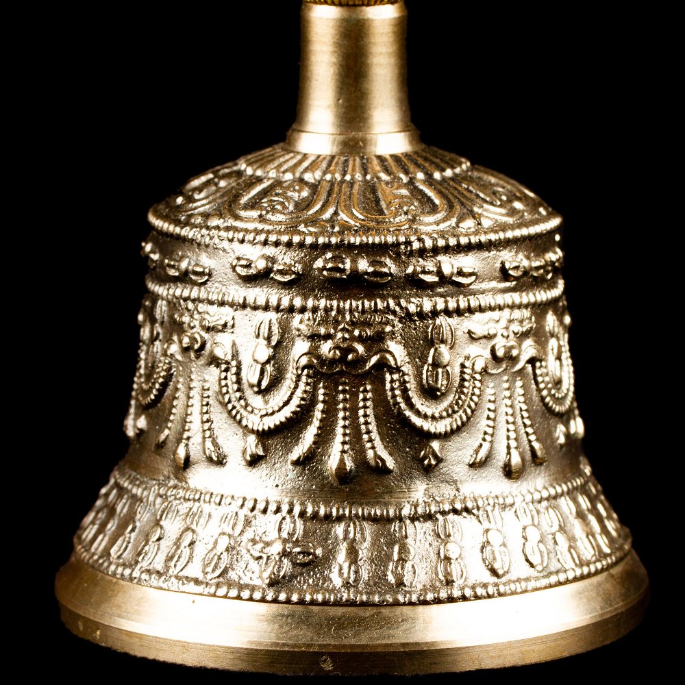 Колокольчик с ваджрой (серебристый), 12 см, Непал, хорошее качество, 12 см, золотой, серебро (discounted)