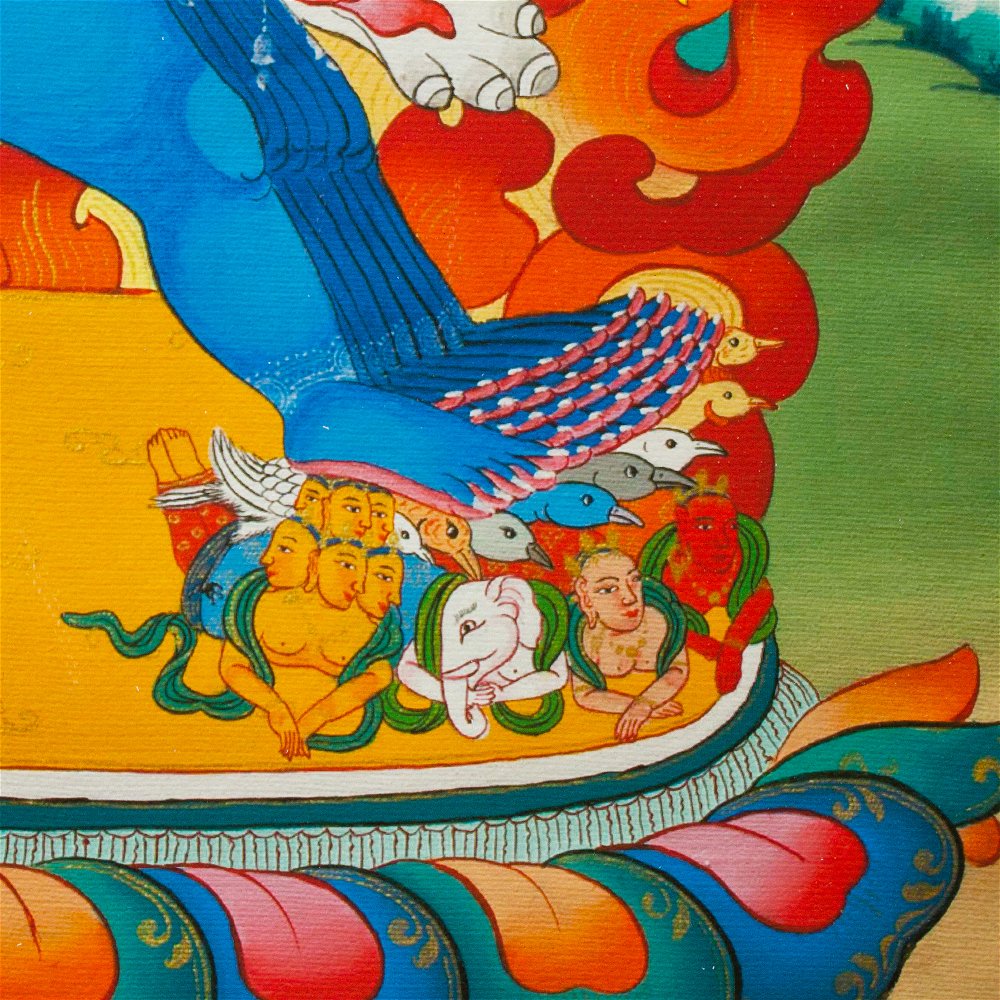 Тханка печатная на холсте Ямантака (32,8 х 42), Размер изображения — 32,8 х 42 см