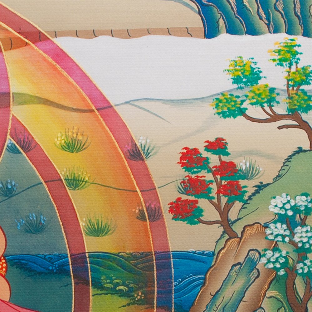 Тханка печатная на холсте Ваджрасаттва Яб-Юм (34,7 х 45 см), Размер изображения — 32,7 х 42 см