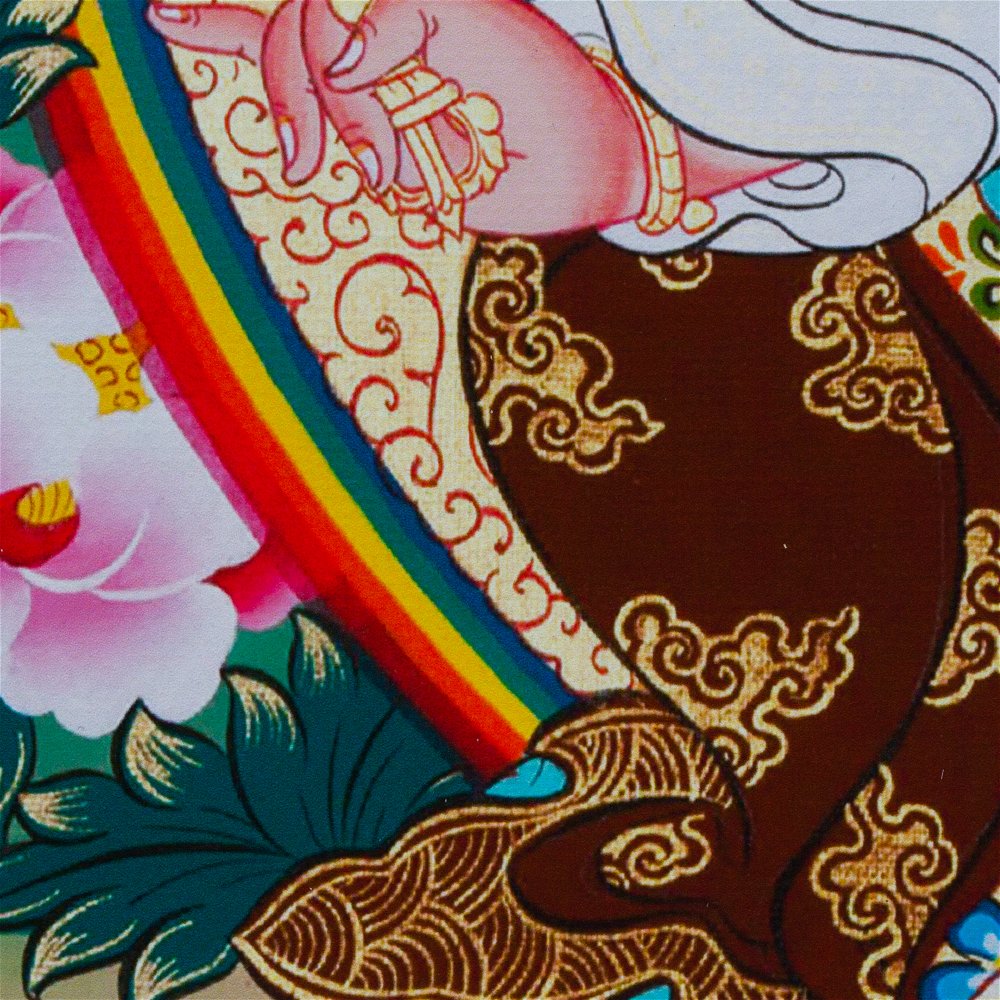 Тханка печатная на холсте Падмасамбхава (Гуру Ринпоче) (35,5 х 45 см), Размер изображения — 32,5 х 42 см