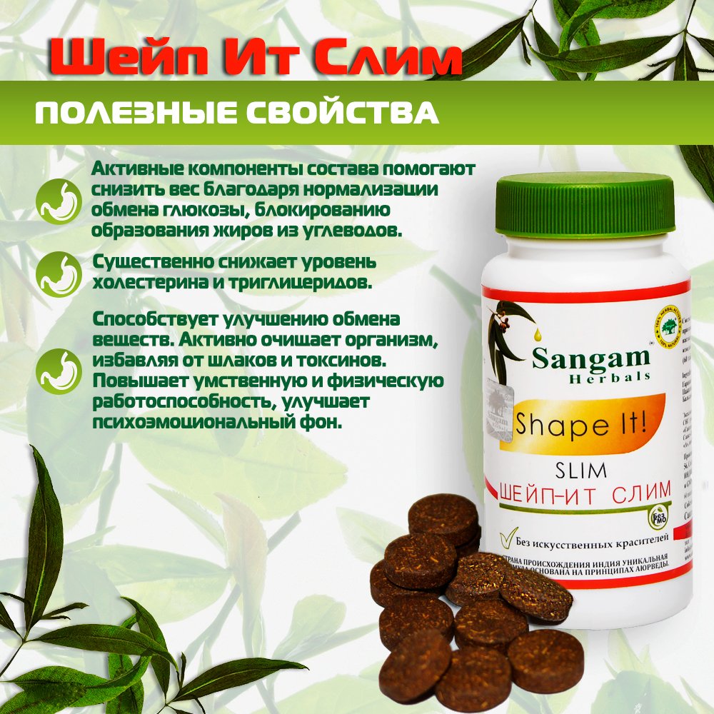 Шейп Ит Слим Sangam Herbals (60 таблеток), Шейп Ит Слим Sangam Herbals