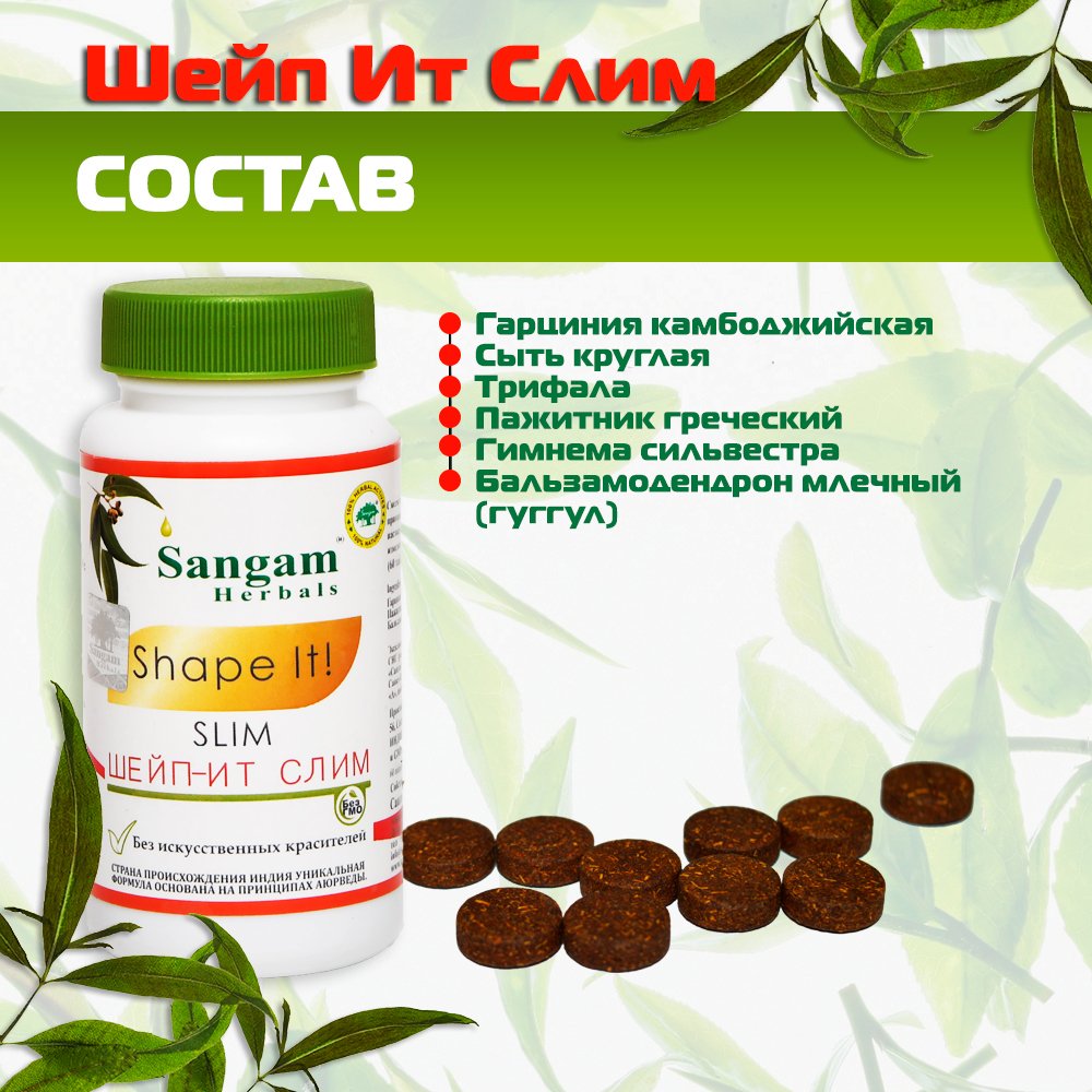 Шейп Ит Слим Sangam Herbals (60 таблеток), Шейп Ит Слим Sangam Herbals
