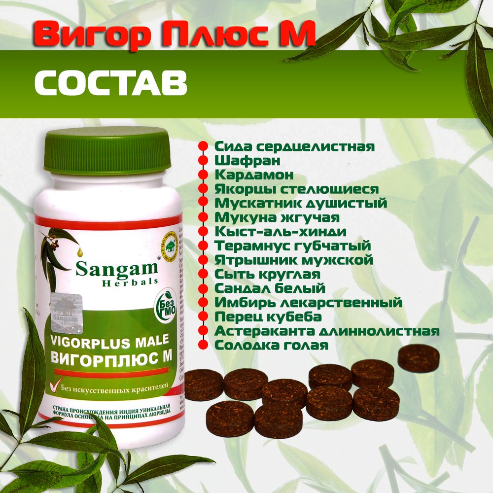 Вигор Плюс М Sangam Herbals (60 таблеток), 