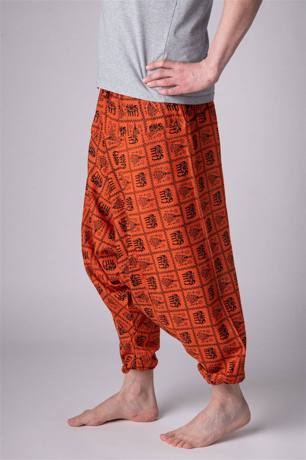 Штаны Али-Баба оранжевые со слонами, универсальный, оранжевые со слонами, 