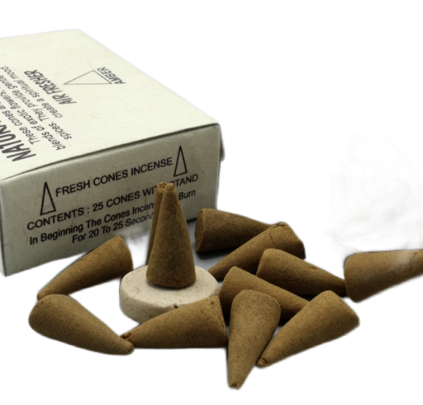 Natural Cones Incense "Amber" (Натуральное конусное благовоние "Амбер"), 25 конусов по 3 см, 25, Амбер