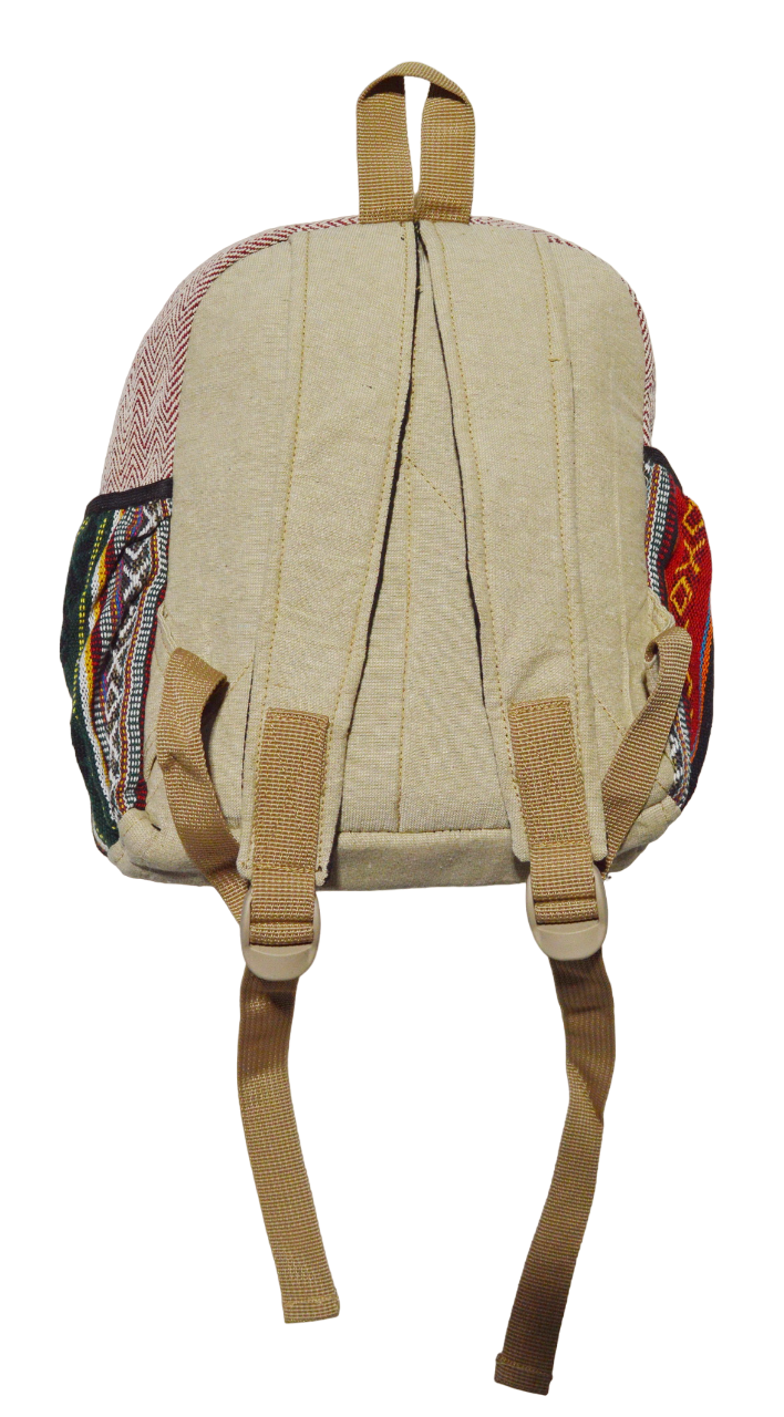Рюкзак бежево-бордовый, полосы с крестиками-ноликами, 34 x 32 см