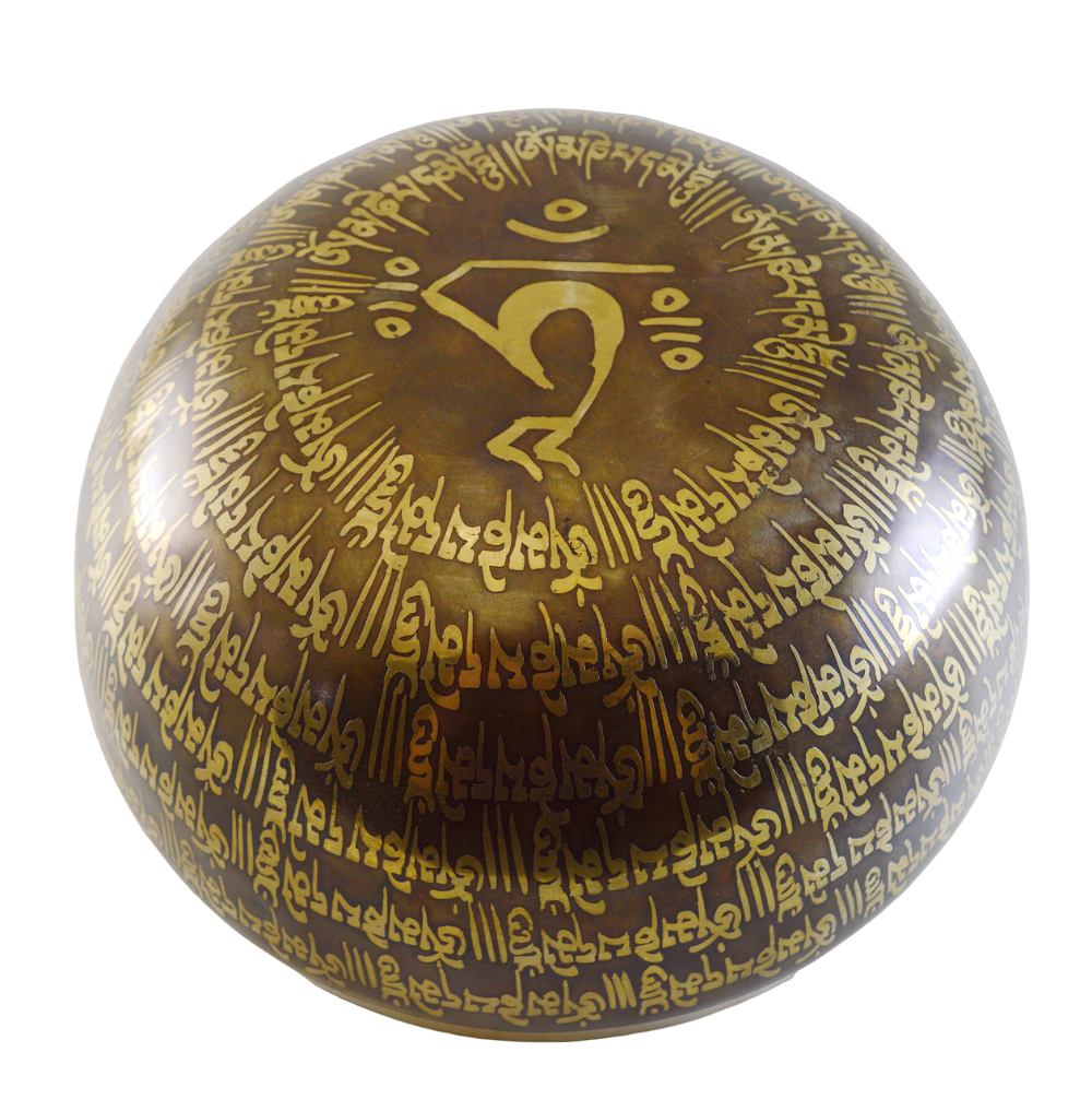 Поющая чаша с тибетским ОМ (22 х 10 см), Золотой