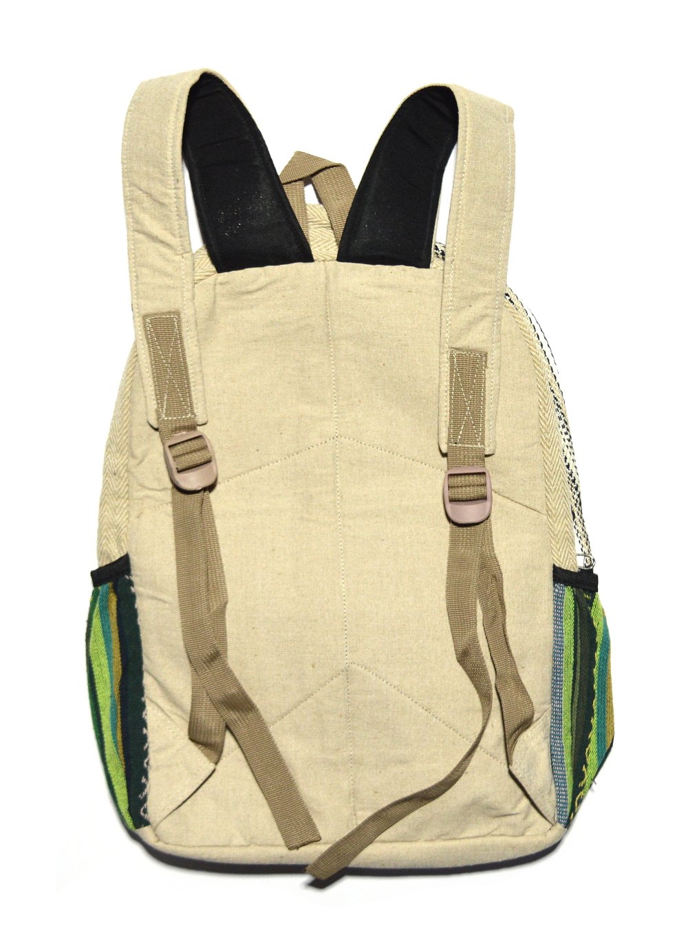 Рюкзак с ОМ, зеленые и салатовые полосы с крестиками-ноликами, 34 x 44 см, Зеленый 2