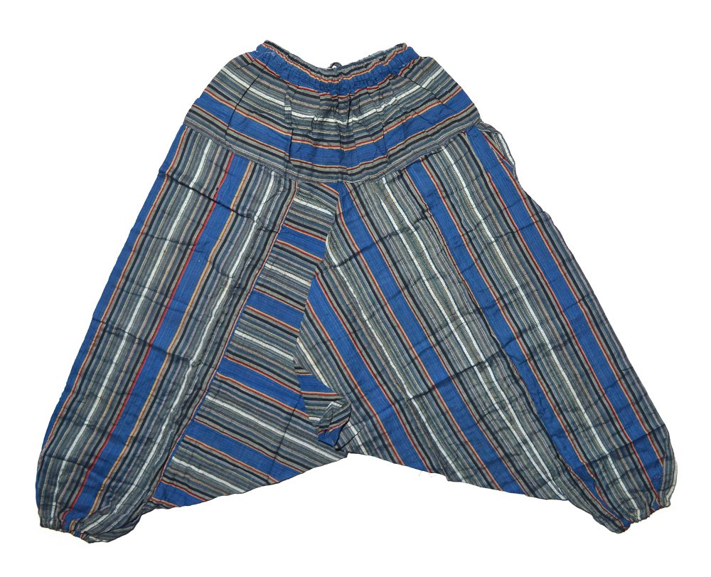 Штаны Али-Баба синие с серыми и красными полосками, синие с серыми полосками
