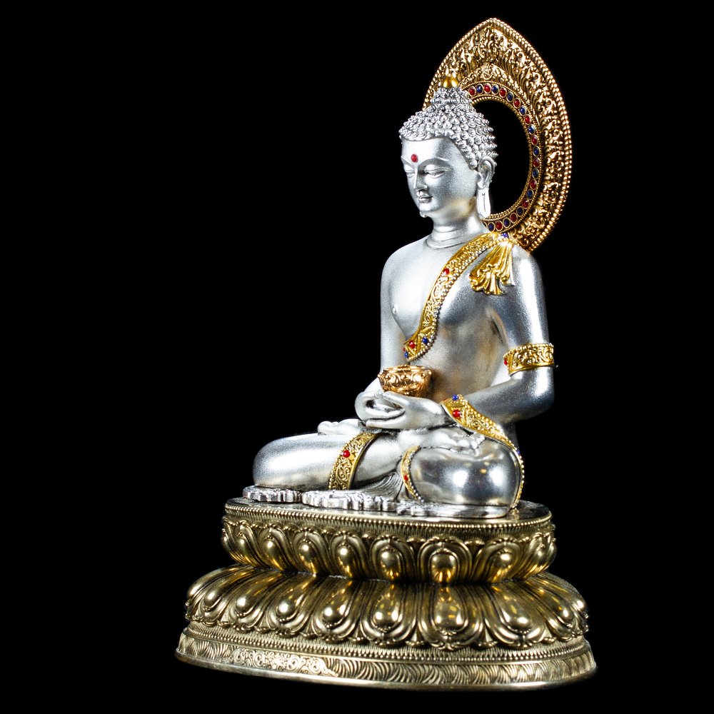 Статуэтка Будды Амитабхи (Опаме), посеребреная — 15.5 см, Будда Амитабха