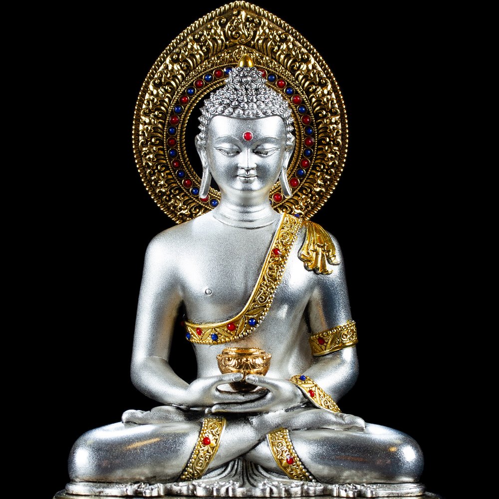 Статуэтка Будды Амитабхи (Опаме), посеребреная — 15.5 см, Будда Амитабха