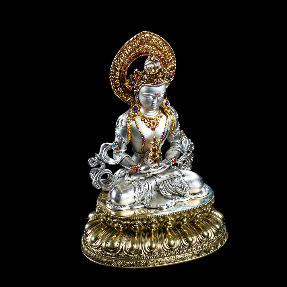 Статуэтка Будды Амиюса (Цепаме), посеребреная — 15.5 см, Будда Амитаюс