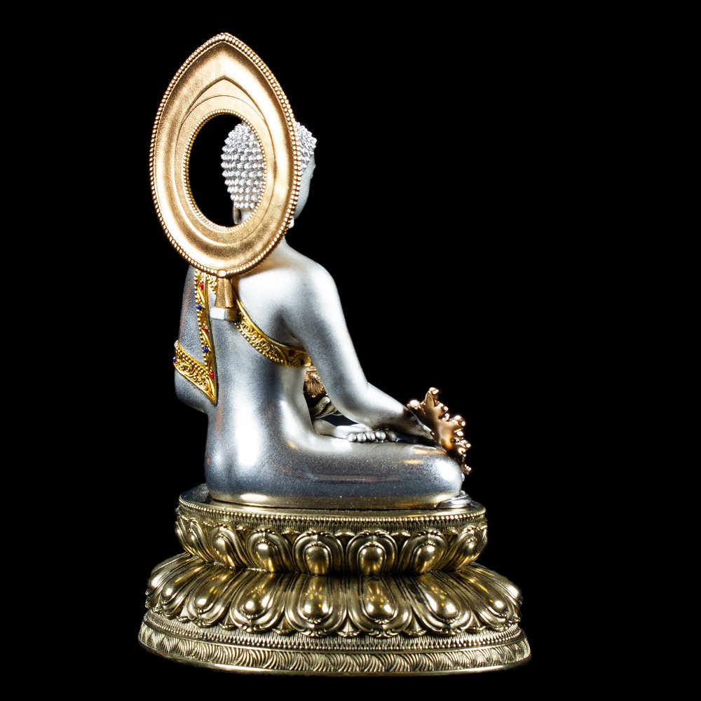 Статуэтка Будды Медицины (Менла), посеребреная — 15.5 см, Будда Медицины 1
