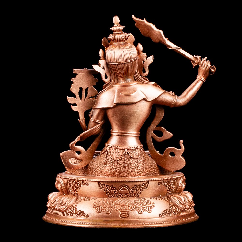 Статуэтка Манджушри изящной гравировки (бронзовый цвет), 10 см, Манджушри