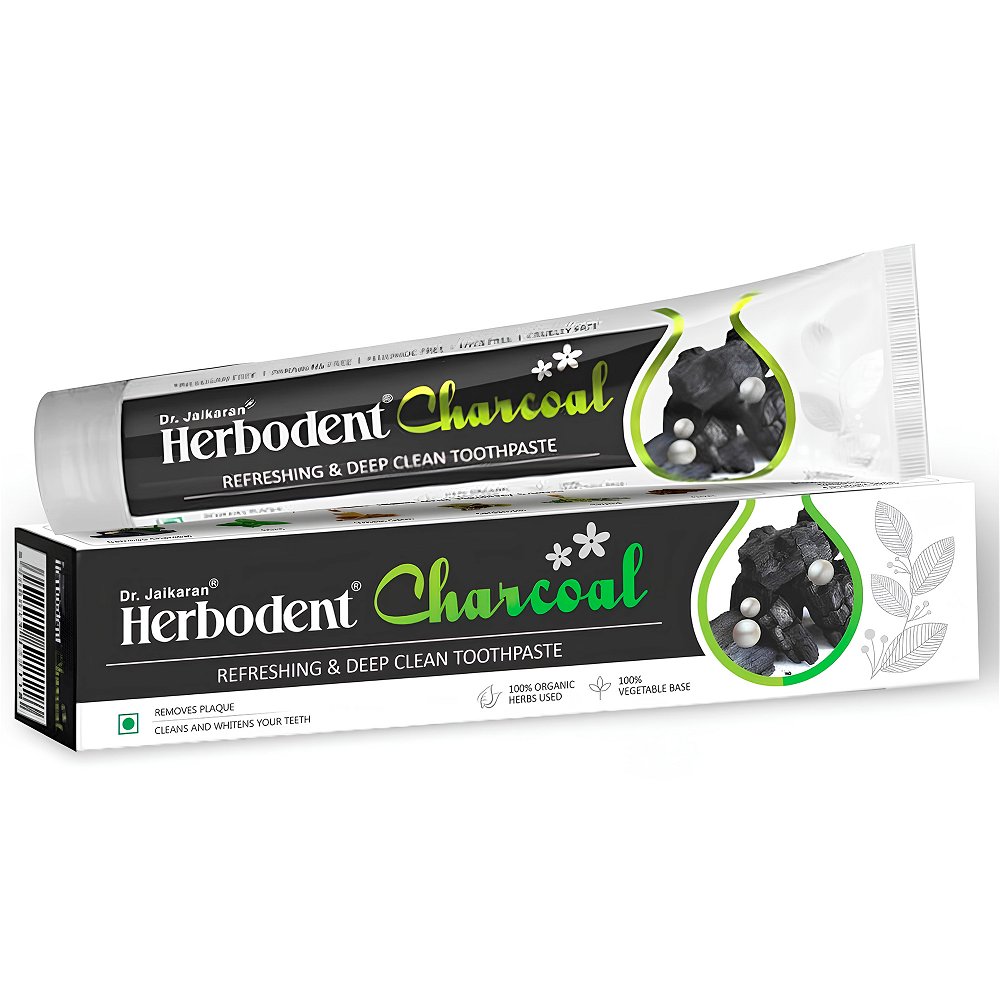 Зубная паста Хербодент Чаркоул (Активированный уголь), Dr. Jaikaran, 100 гр, Активированный уголь