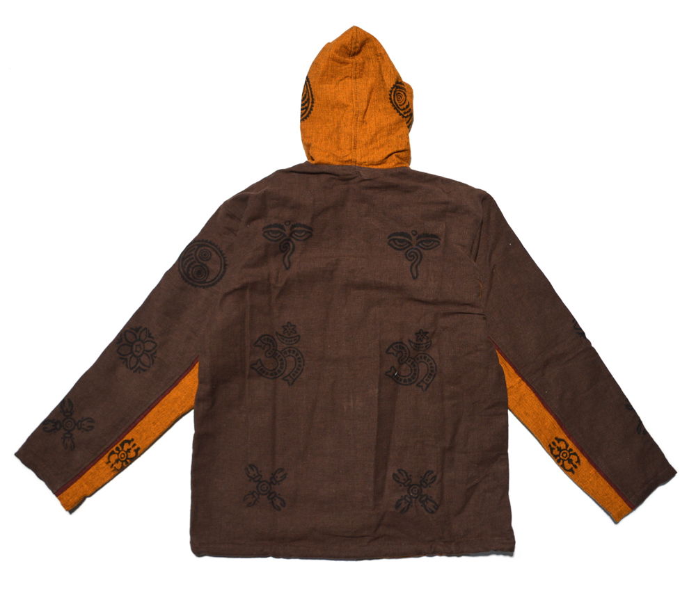 Куртка оранжево-коричневая с принтом, S-M, S-M, , Оранжево-коричневый