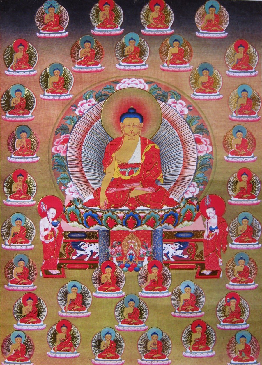 Тханка 35 Будд Покаяния (печатная), 56 х 87 см, изображение: 32 х 44,5 см