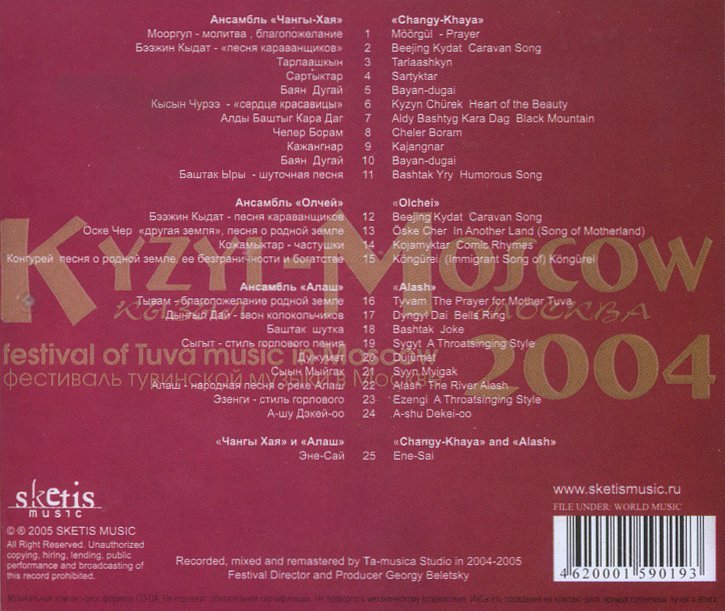 Фестиваль тувинской музыки в Москве. Kyzyl-Moscow 2004 (CD-DA)