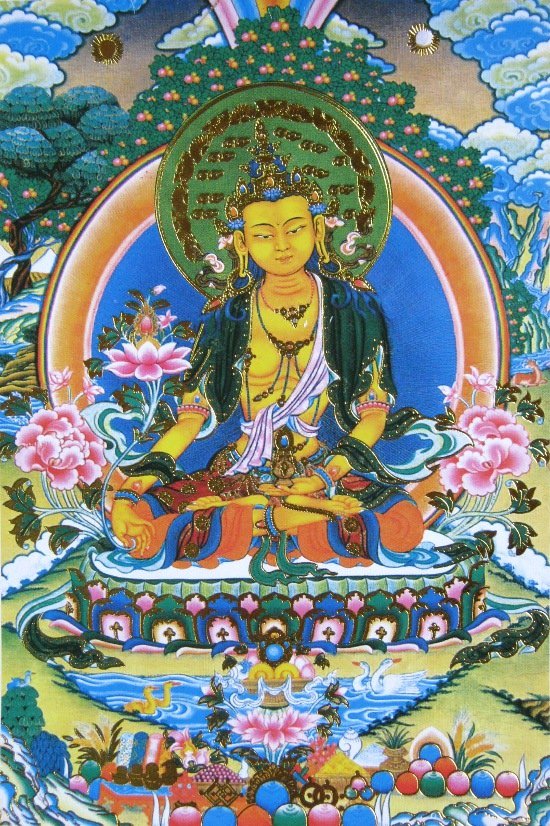Тханка Бодхисаттва Кшитигарбха (печатная, маленькая), 23 х 36 см, изображение: 10,5 х 15,5 см