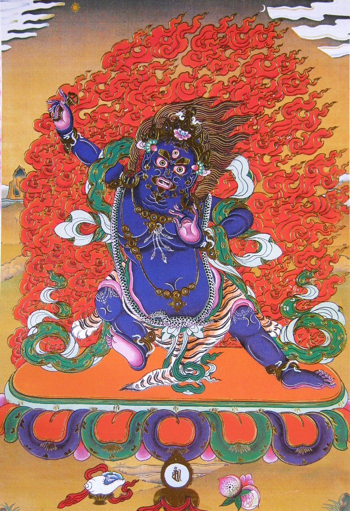 Тханка Ваджрапани (печатная), Размер: 37 х 64 см, изображение: 22 х 32 см