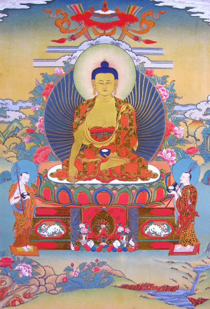 Тханка Будда Шакьямуни (печатная), Размер: 41 х 64 см, изображение: 22 х 32 см