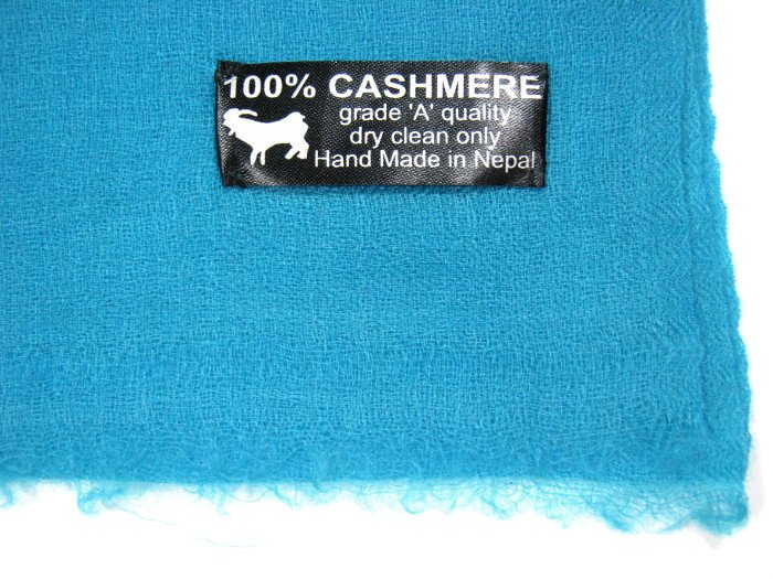 Кашемир-пашмина из шерсти козлят (голубая), 72 x 200 см
