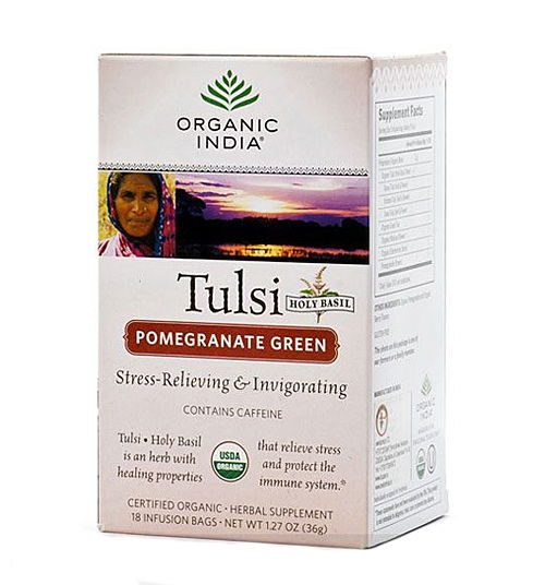 Чайный напиток базиликовый с гранатом и зеленым чаем Tulsi Pomegranate Green (18 пак.)