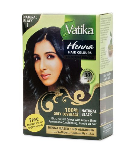 Хна для окраски волос Vatika Henna Natural Black (черная), 6 пакетиков. 