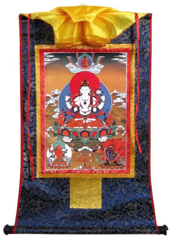 Тханка Авалокитешвара (печатная), 54 х 82 см, изображение: 30,5 х 44 см